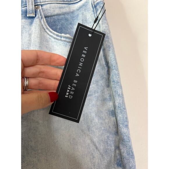 NWT Veronica Bread Sheridan Bell Bottom Flared High-Rise Denim Jeans Sky Size 28 - Picture 5 of 10